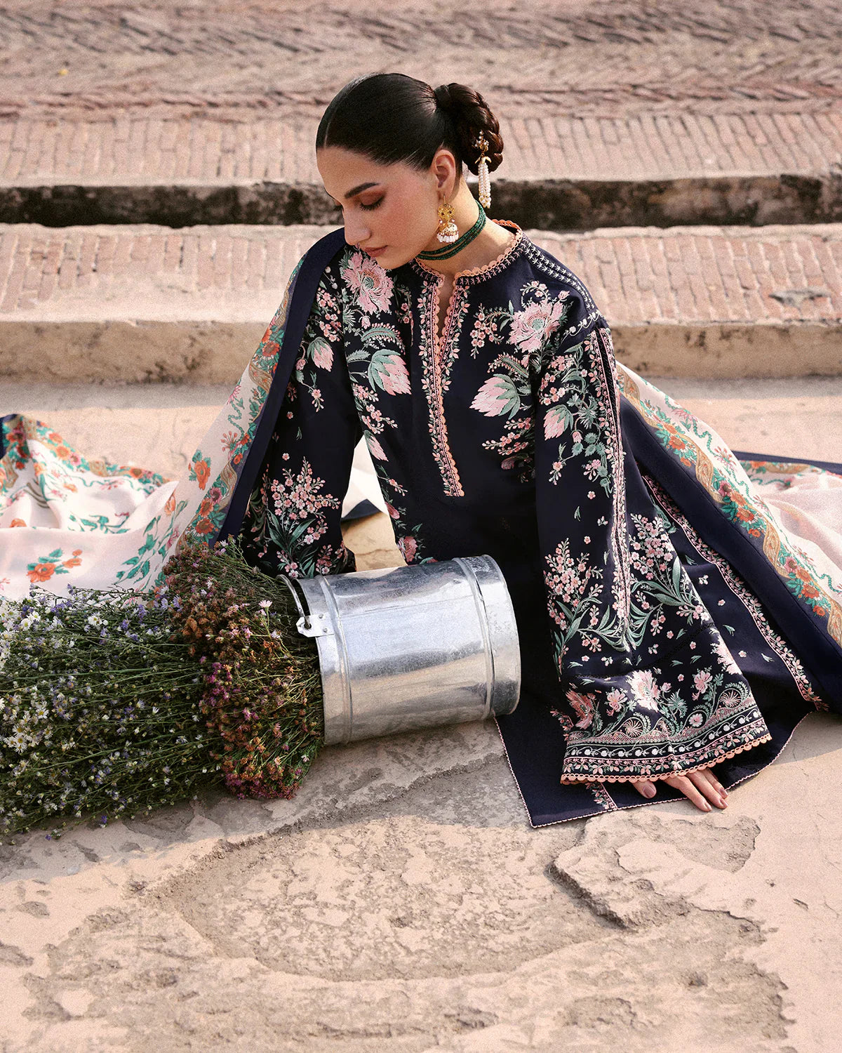 Unstitched Embroidered Lawn 3Pc Suit