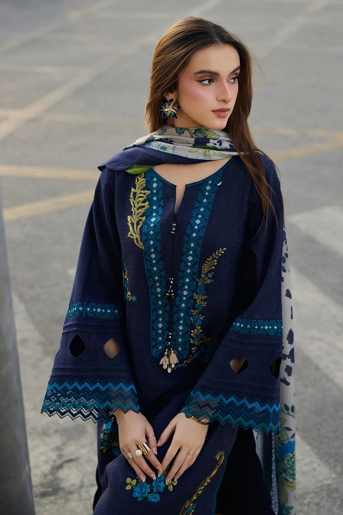 Unstitched Embroidered Lawn 3Pc Suit