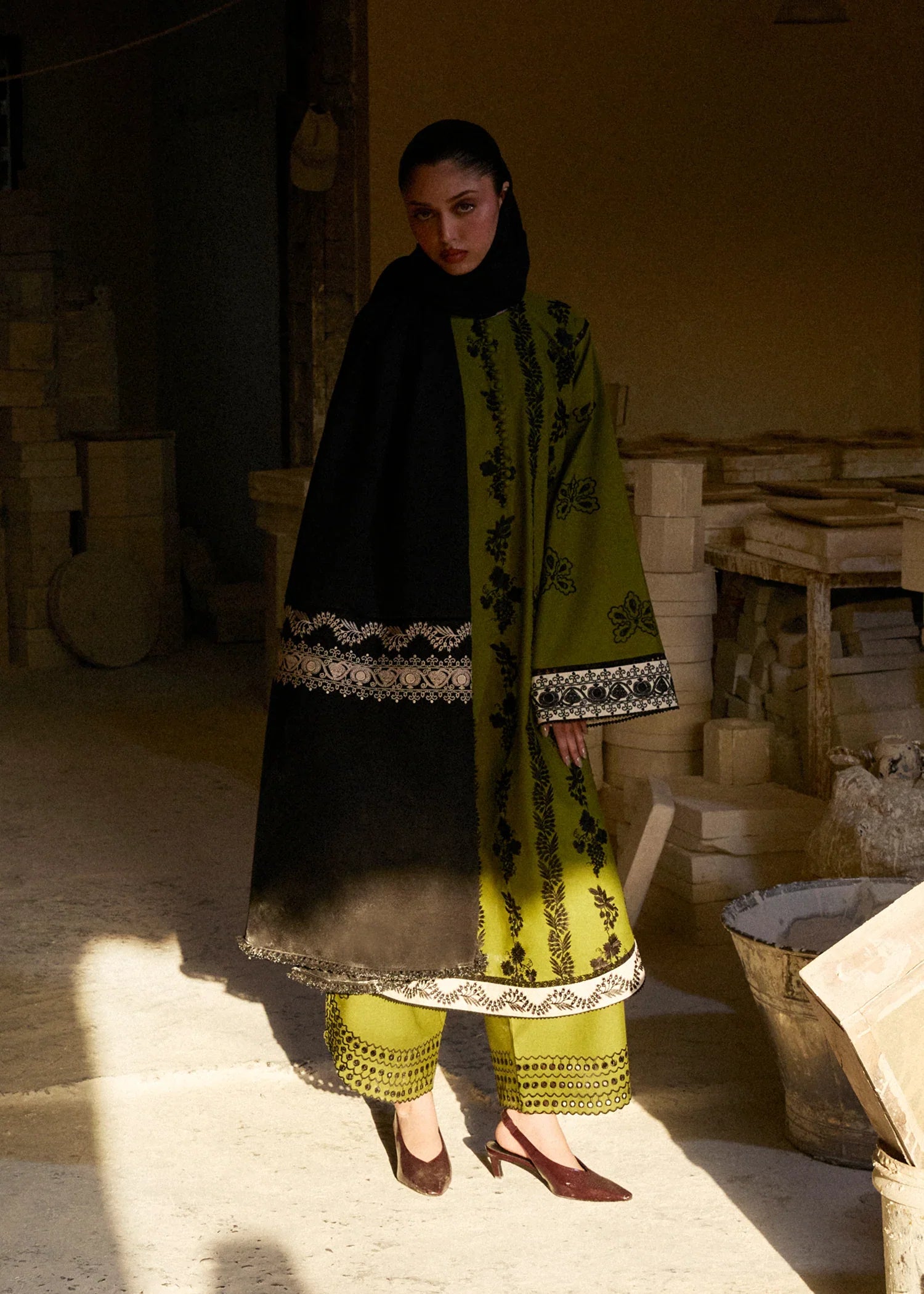 Unstitched Embroidered Lawn 3Pc Suit